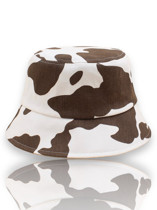 Cow Print Bucket Hat -White & Brown (Adult)