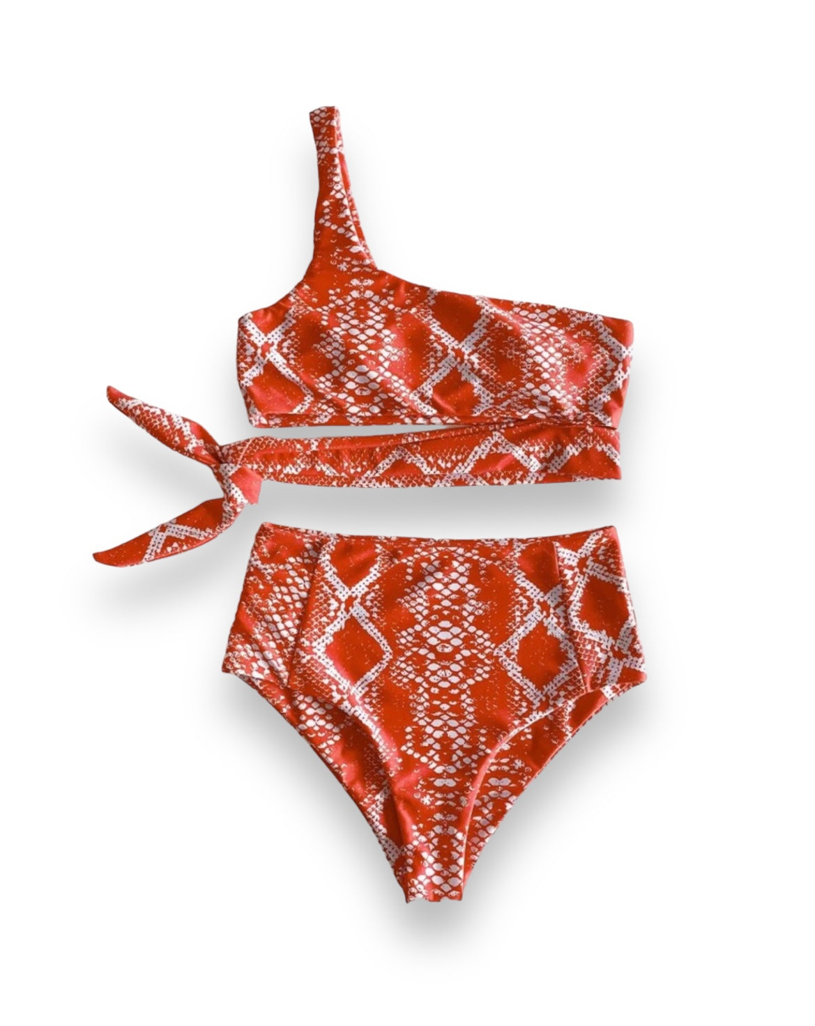 Orange Snake Skin 2 Piece Swimsuit