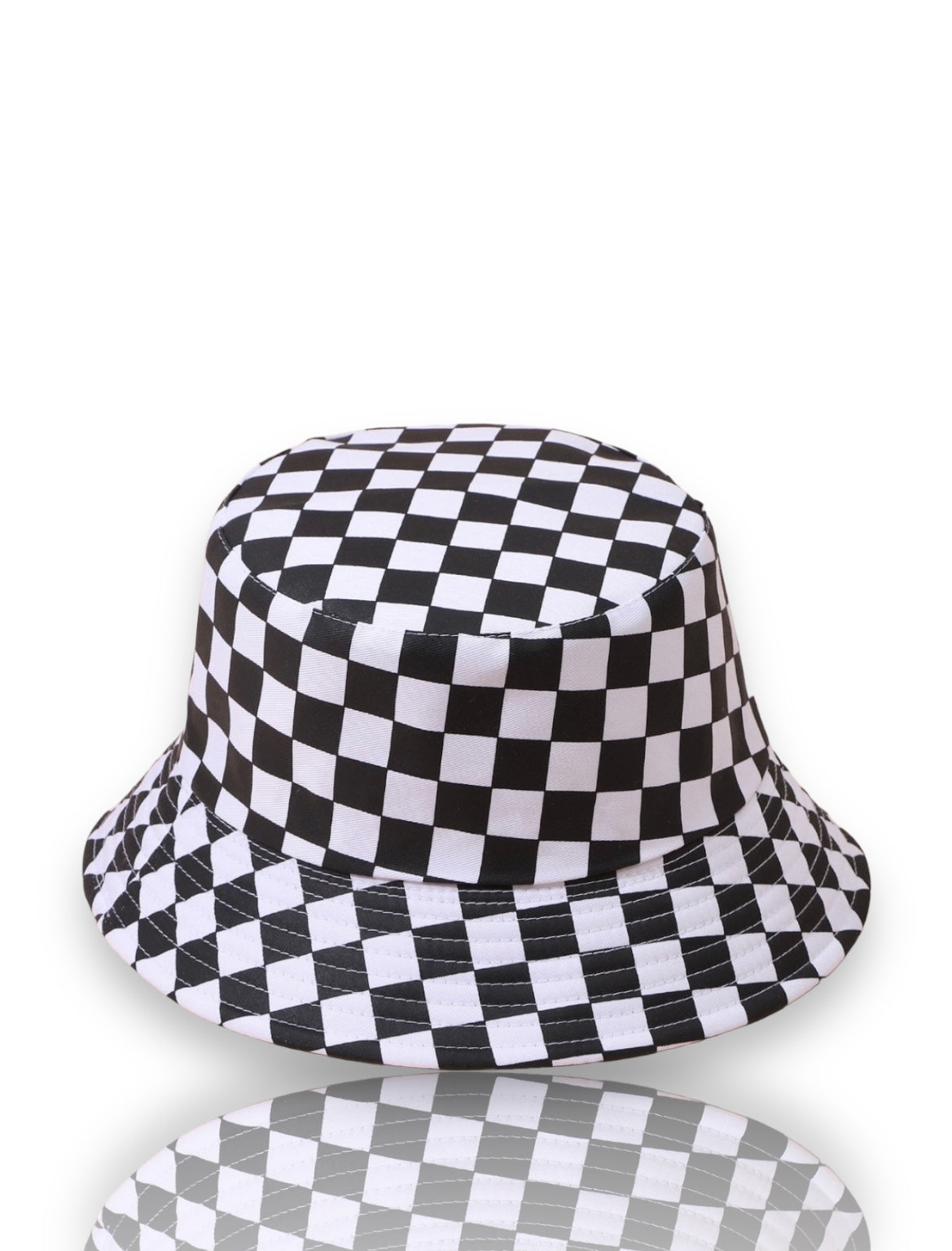 Checkered Print Bucket Hat - Black & White (Kids)