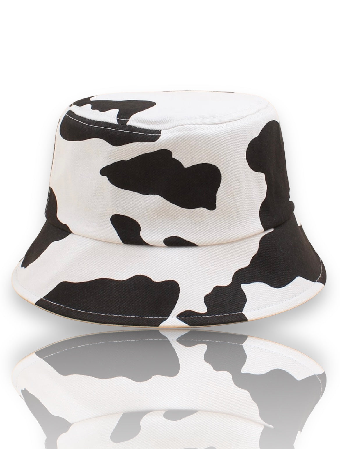 Cow Print Bucket Hat - White & Black