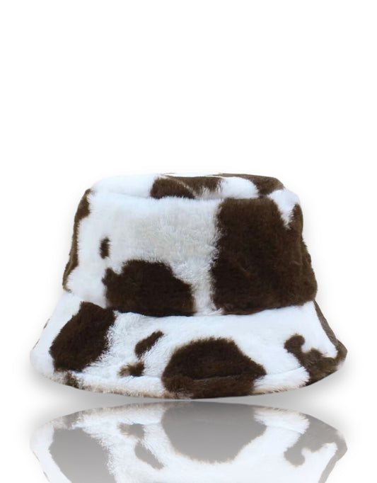 Oh So Furry Bucket Hat - Brown and White