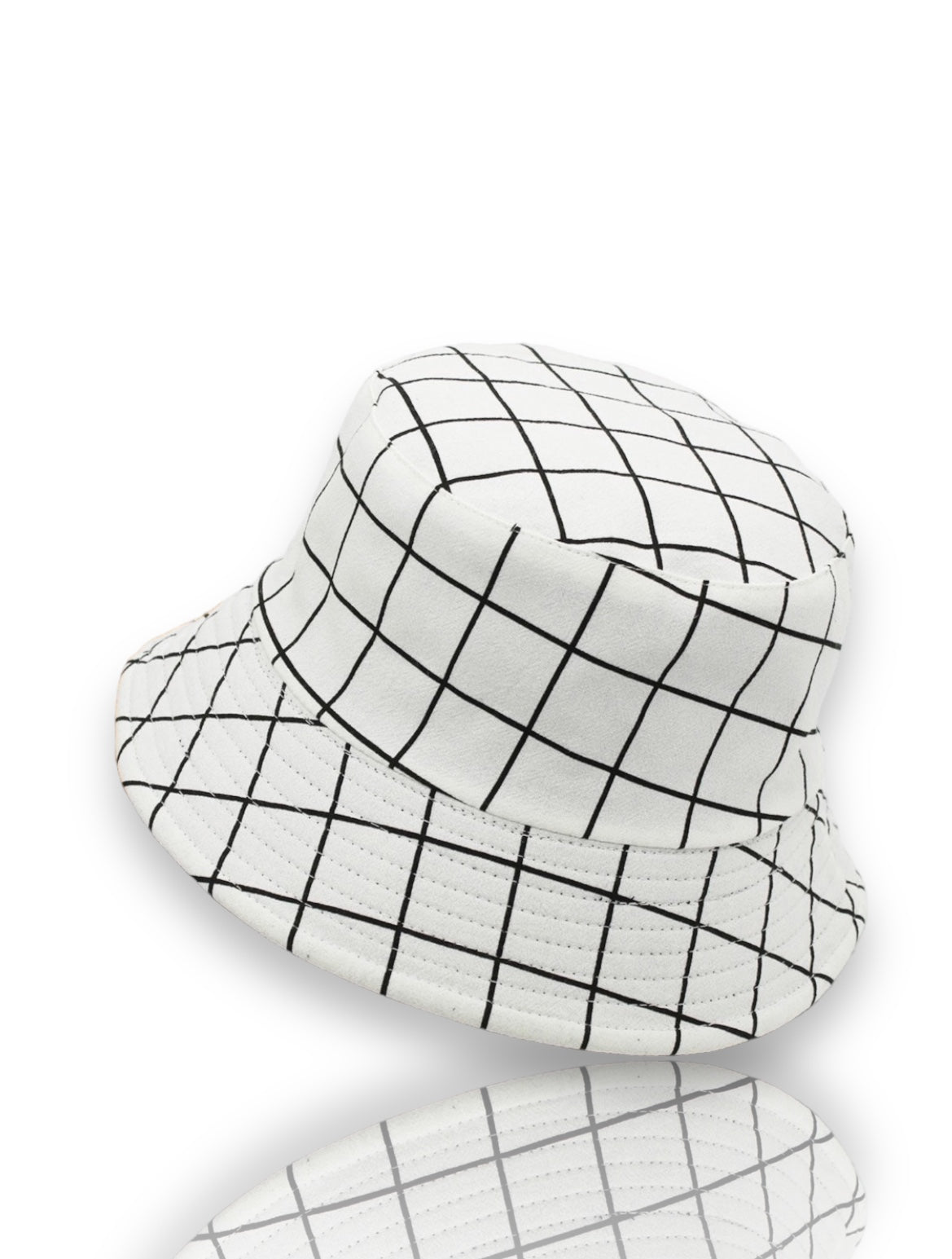 Plaid Bucket Hat - White & Black (Adult) Reversible