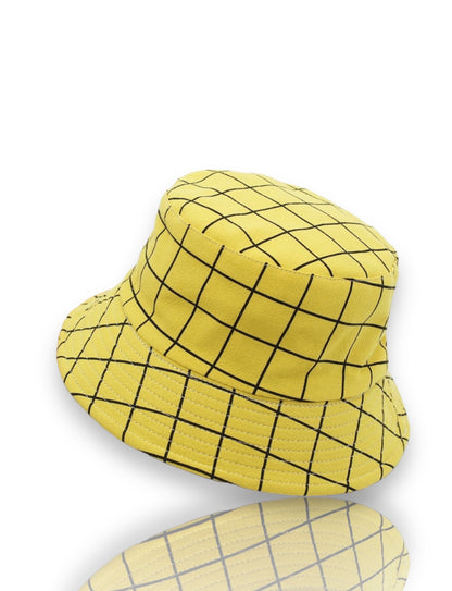 Plaid Bucket Hat - Yellow & Black (Adult) Reversible