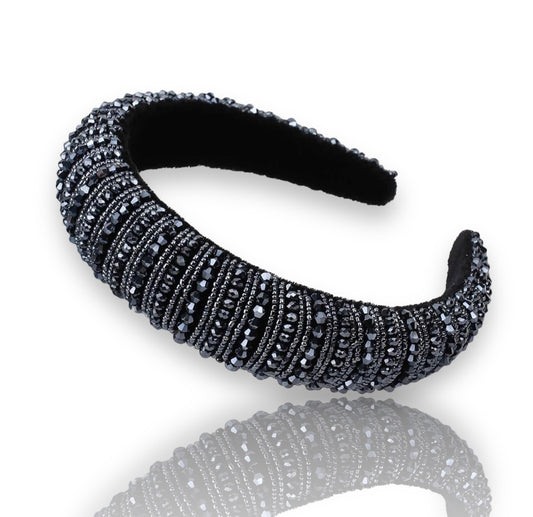 Blinged Out Headband - Black & Silver